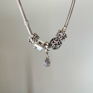 Authentic Pandora Bracelet with 5 Pandora Charms -Sterling Silver